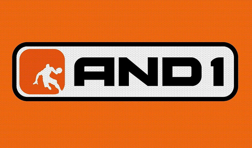and1 logo empresa baloncesto naranja texturas s pared ladrillo fondo de pantalla