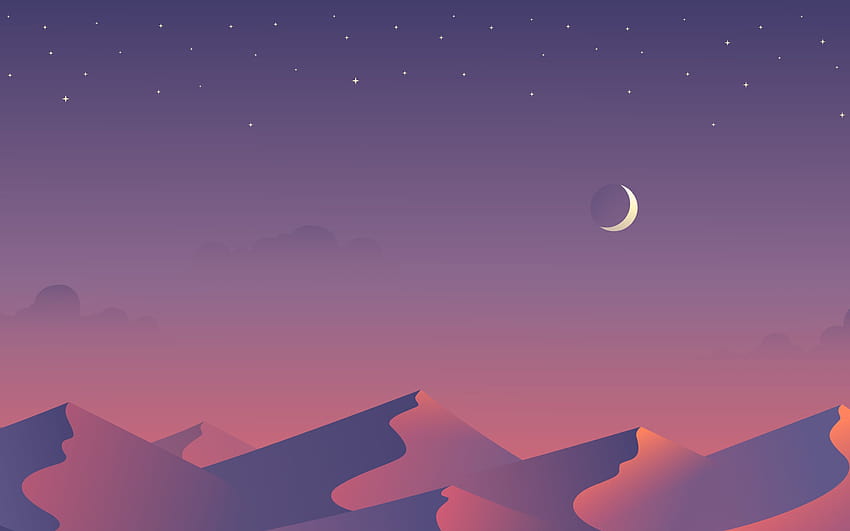 2880x1800 Desert Nights Moon Minimalism Macbook Pro Retina, minimalist crescent moon HD wallpaper