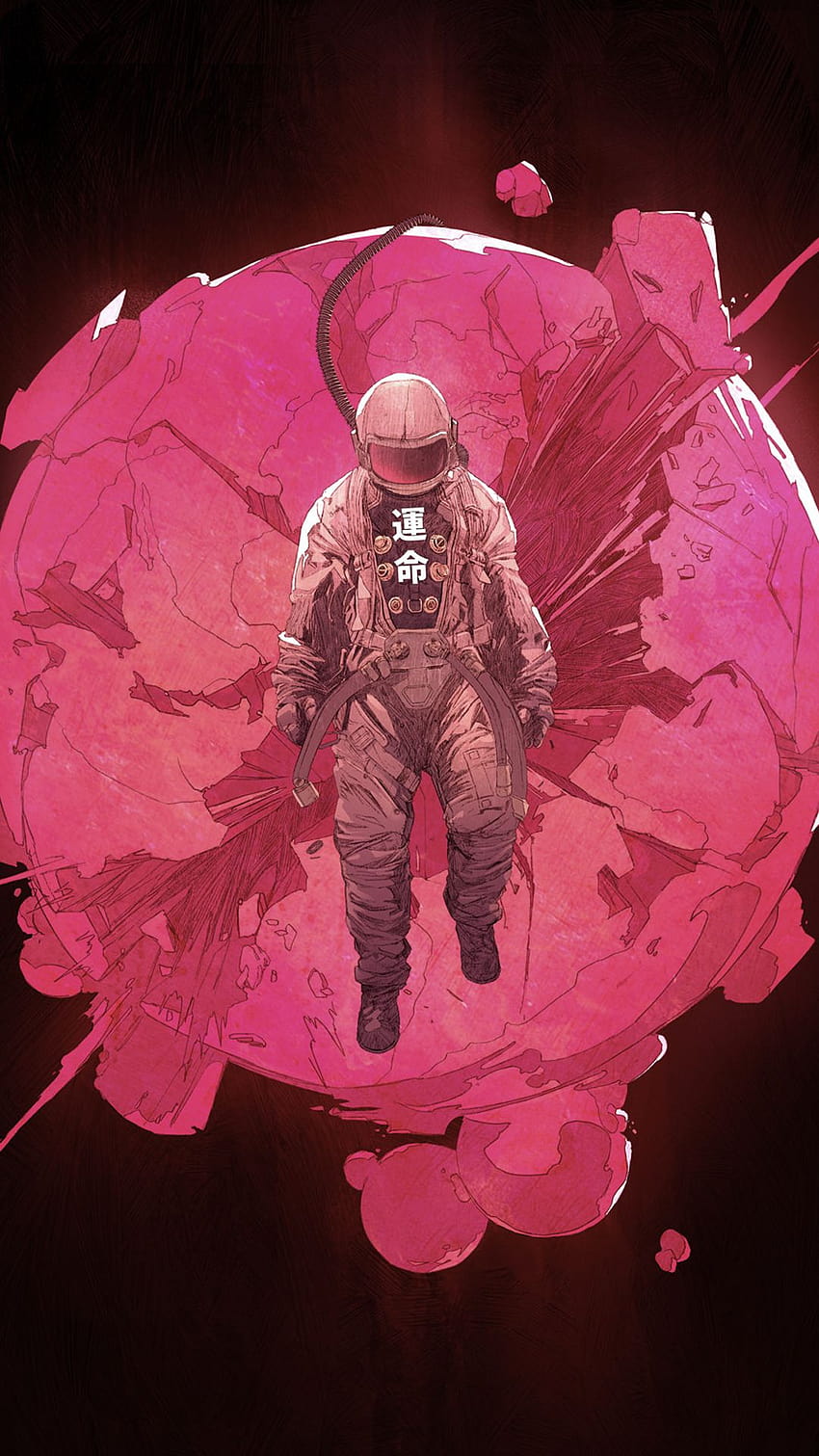 astronauta rosa galáxia cosmos planeta estética Papel de parede de celular HD