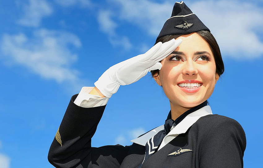sorriso, formulário, Aeroflot, aeromoça , seção девушки papel de parede HD