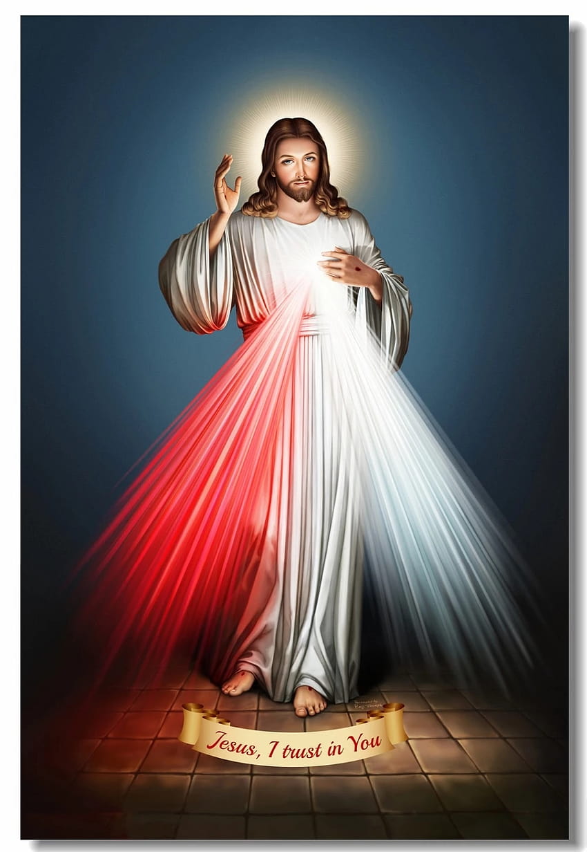 Stampa personalizzata Decorazione murale Misericordia di Gesù Poster Gesù confido in te Adesivi murali Divine Needs Divine Mercy Sfondo del telefono HD