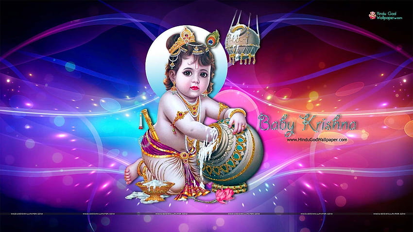 Baby Krishna with full size Lord Krishna, little krishna HD wallpaper