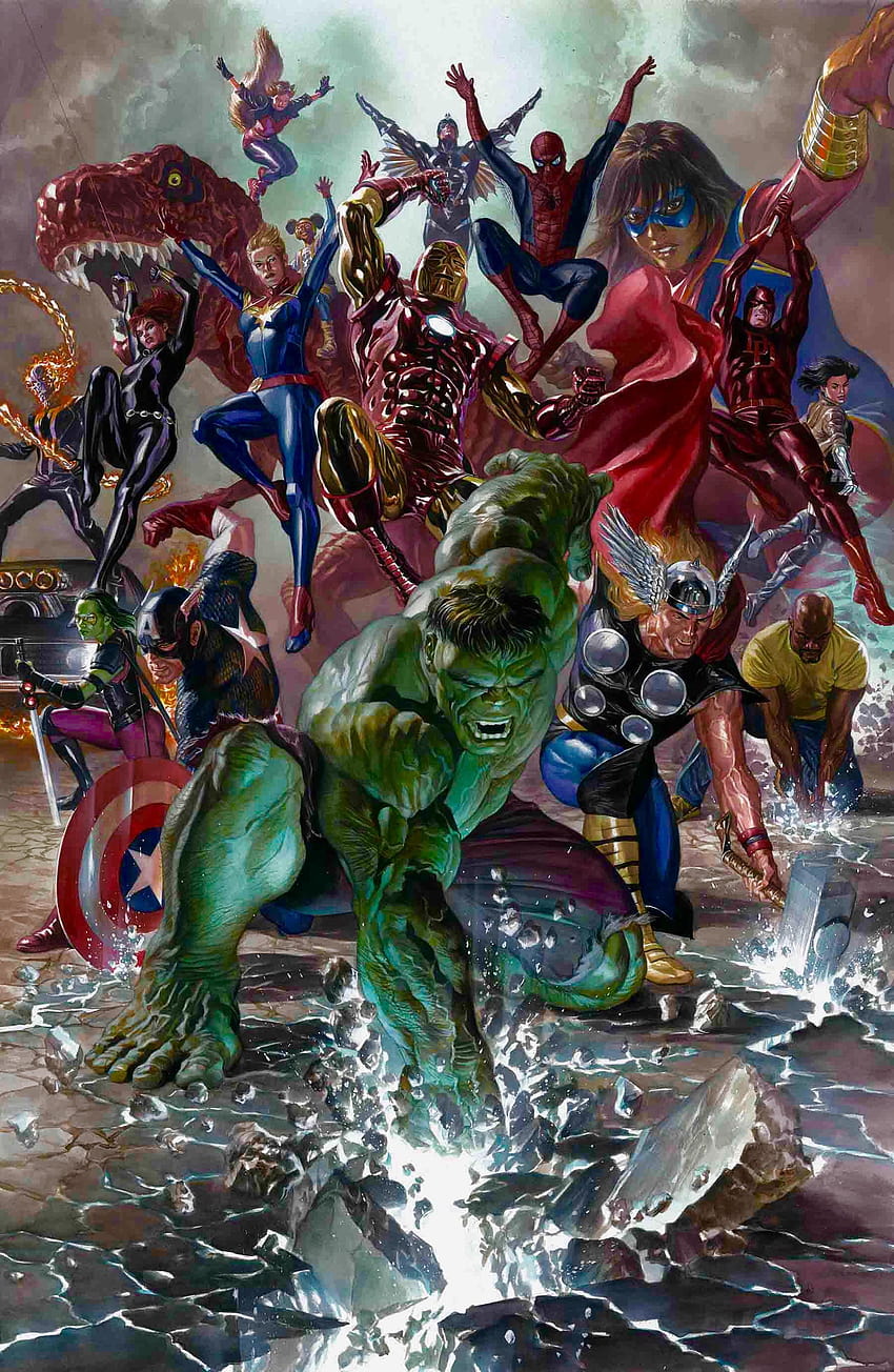 I dimmed and enhanced the colors of Alex Ross' Marvel Legacy, alex ross phone HD phone wallpaper