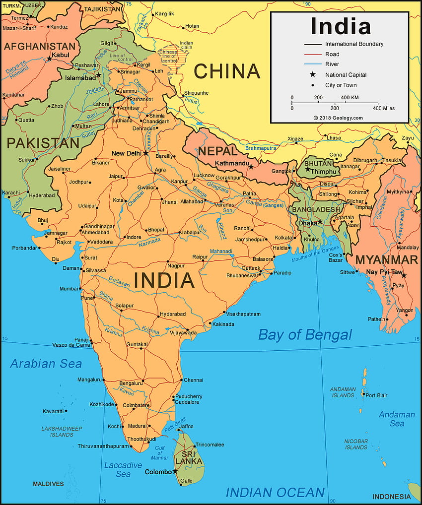 Peta politik India, peta politik India wallpaper ponsel HD