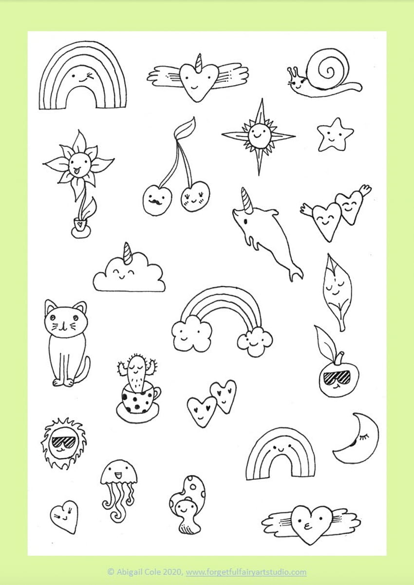 Idéias de páginas para colorir: Kawaii imprimível para impressão Desenhe ícones fofos em preto e branco para colorir. kawaii imprimível para imprimir kawaii muito fofo na cor dos unicórnios Papel de parede de celular HD