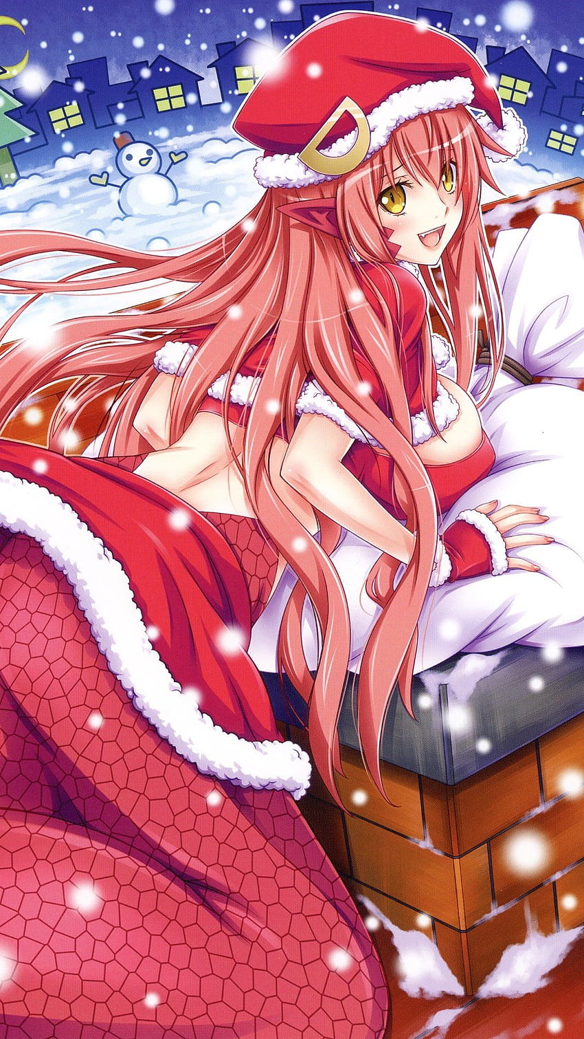 Christmas anime 2017 Monster Musume Miia.iPhone 7 Plus 1080×1920 – Kawaii Mobile, anime christmas mobile HD phone wallpaper