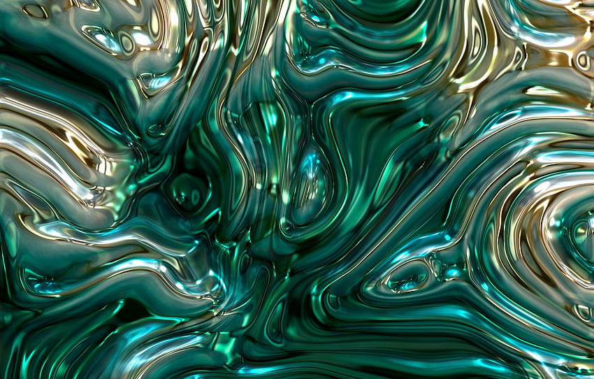 line, metal, abstraction, green, bubbles, Shine, structure, Golden, metallic, substance, plasma, melting, brilliant, emerald, diffusion, mixing , section абстракции HD wallpaper
