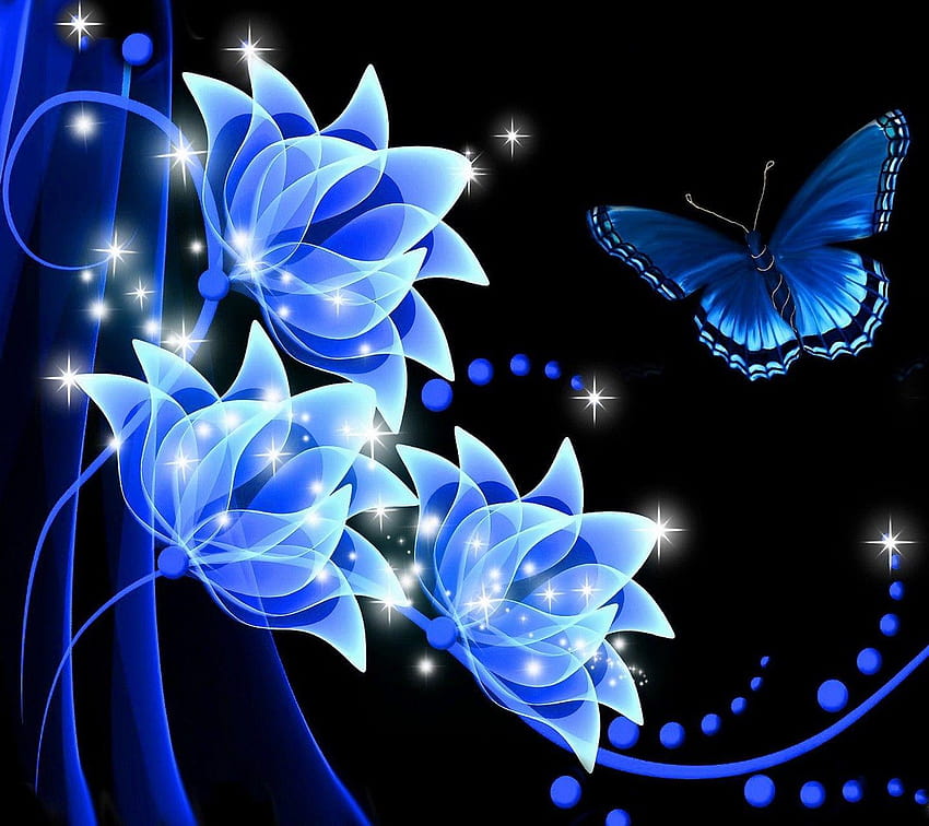 Rose Butterfly Cute Lovly Blue Rhapsody Nice Flower, сладка пеперуда за мобилни телефони HD тапет