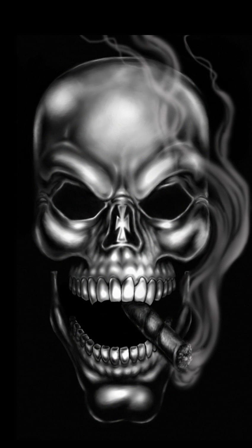 Esqueleto fumador Calavera, cabeza de esqueleto fondo de pantalla del teléfono
