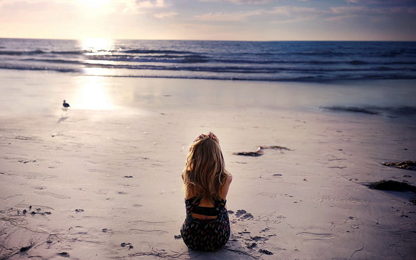 Woman Sits Alone On The Beach Alone Women Beach Hd Wallpaper Pxfuel