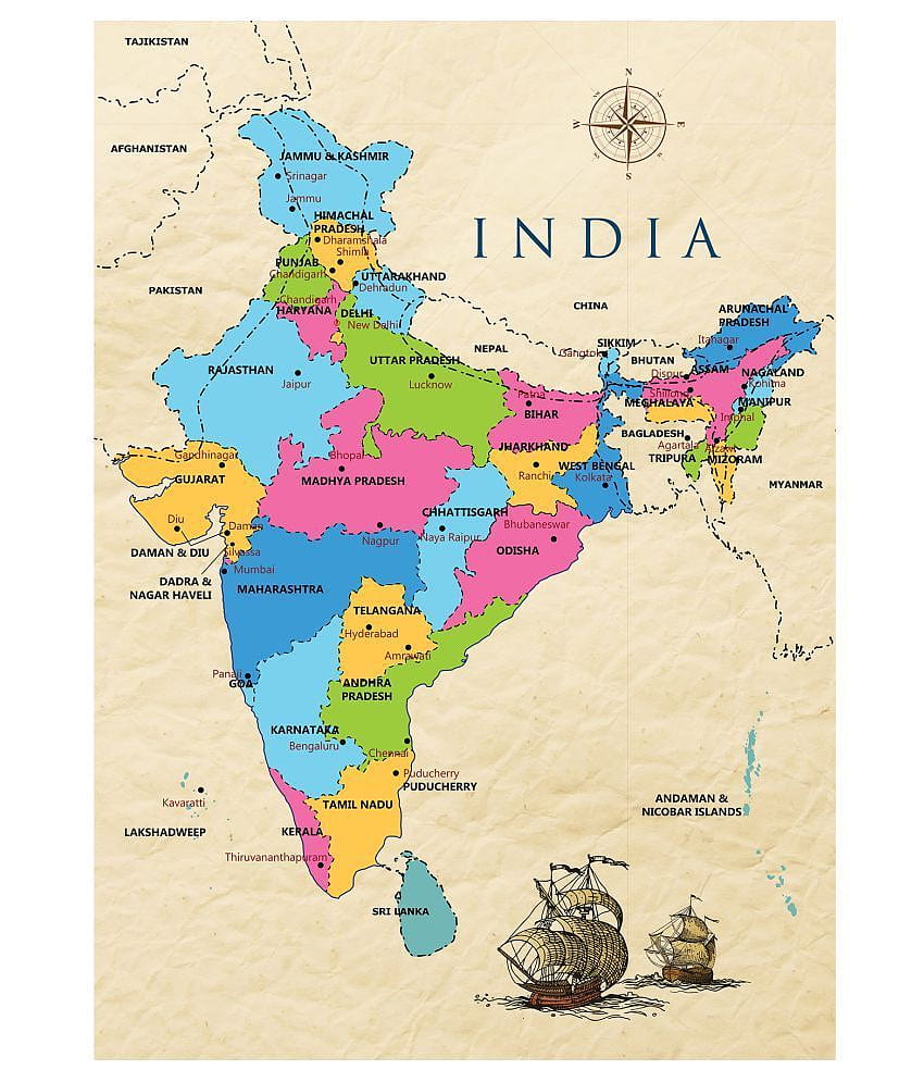 Mapa Indii, polityczna mapa Indii Tapeta na telefon HD