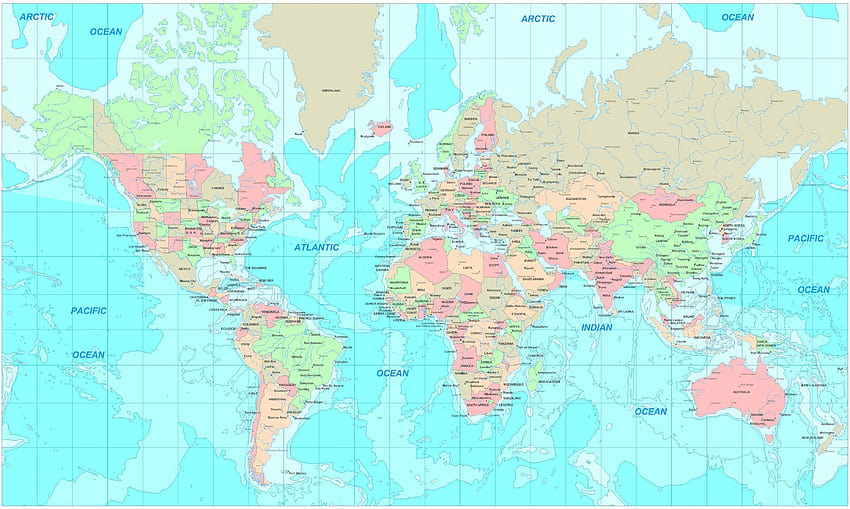 Световен атлас Карта на света 1366x768 Нов 147 свят, карта на Индия HD тапет