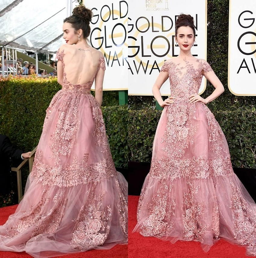 2019 New Golden Globe Awards Lily Collins Zuhair Murad Celebrity, lily collins 2019 HD phone wallpaper