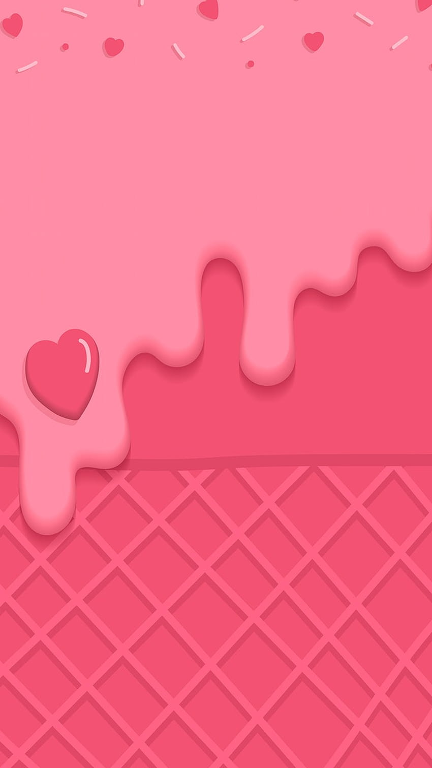 Wafel dengan es krim merah muda, es krim merah muda wallpaper ponsel HD