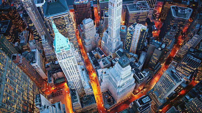 New York'un Yüksek Binalarının Havadan Görünümü New York HD duvar kağıdı