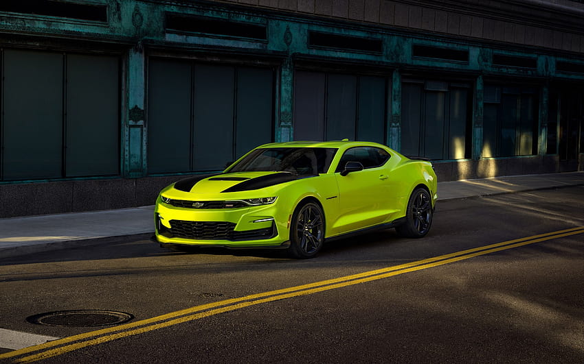 Chevrolet Camaro SS, 2018, Shock Concept, green sports coupe, tuning Camaro, American sports cars, Chevrolet with resolution 2880x1800. High Quality, camaro 2018 green HD wallpaper