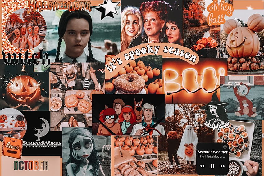 halloween computer screen collage in 2020, collage halloween computer HD wallpaper