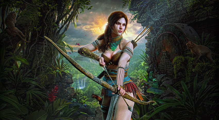 Lara Croft Garota Caçadora papel de parede HD
