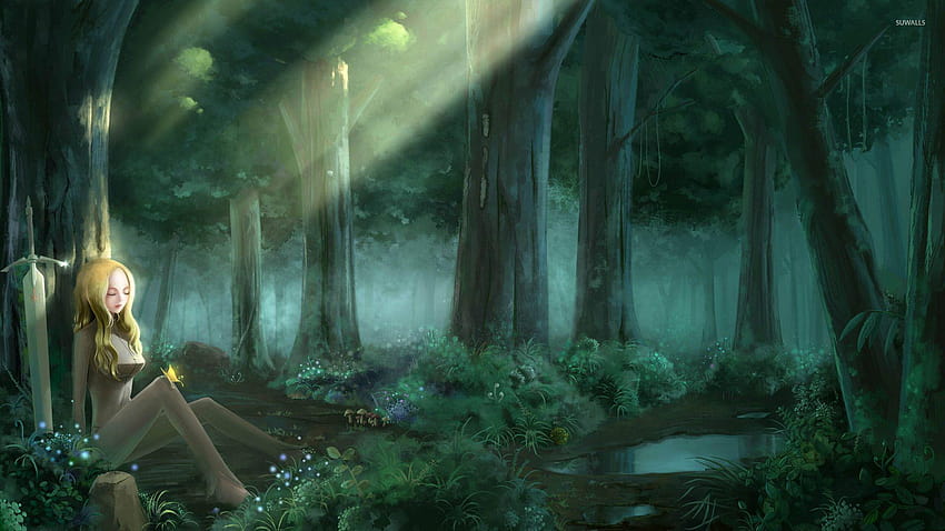 Clare in the forest, anime background forest HD wallpaper | Pxfuel