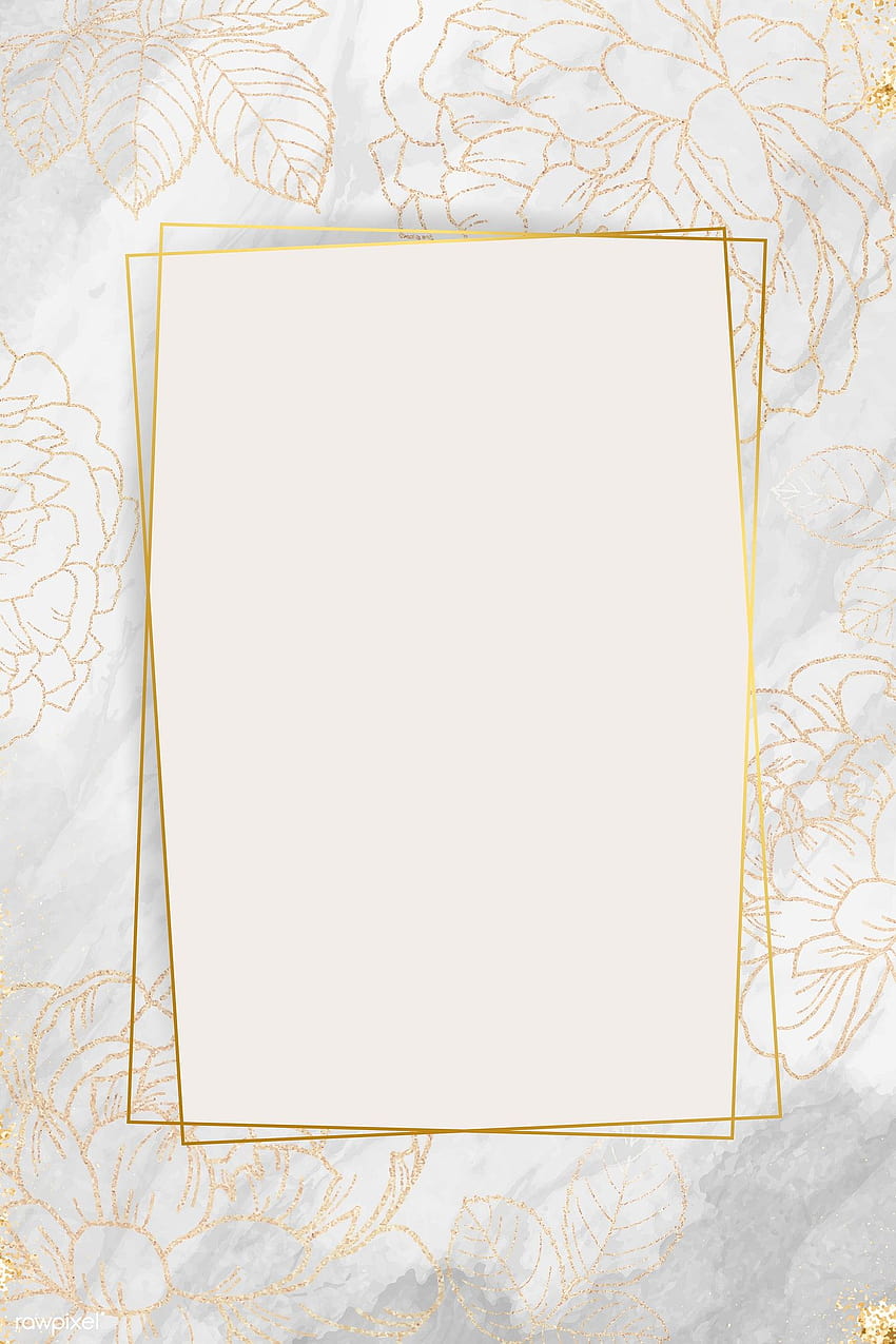 Vector de diseño de marco floral dorado, borde dorado fondo de pantalla del teléfono