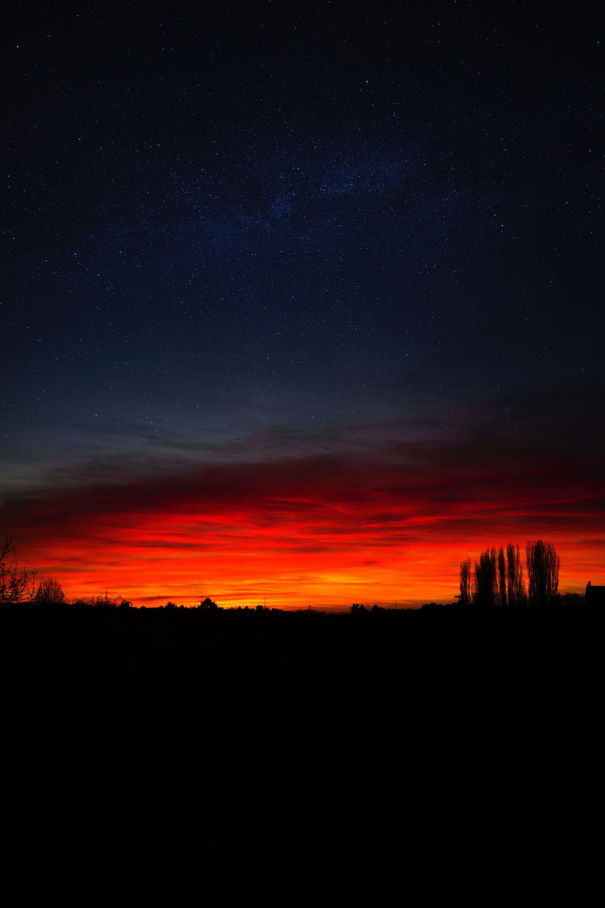 4912x7360 sunset, horizon, night, starry sky, mainz HD phone wallpaper
