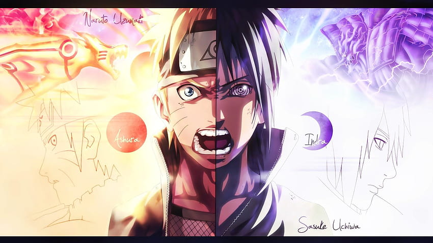 Sasuke Uchiha Rinnegan, Naruto und Sasuke als Erwachsene HD-Hintergrundbild