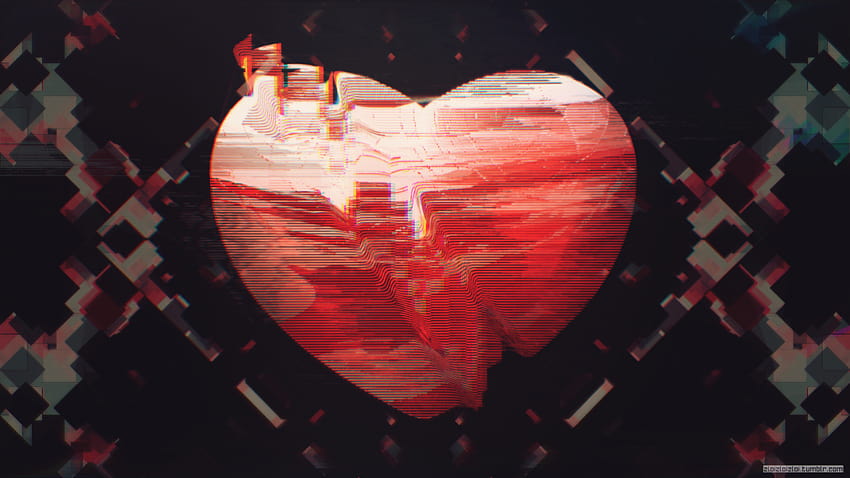 1010109 abstrakcyjny, serce, czerwony, glitch art, lekki, kolor, kształt, etap, ciemność, komputer, organ, efekty specjalne, okładka albumu, glitch heart Tapeta HD