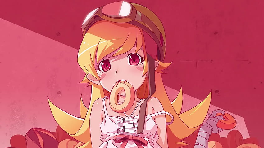 Bakemonogatari, donuts, Oshino Shinobu, anime, anime girls, monogatari series HD wallpaper