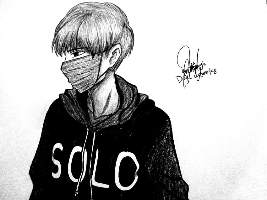 Anime Drawing Boy Dibujo de anime triste y deprimido fondo de pantalla
