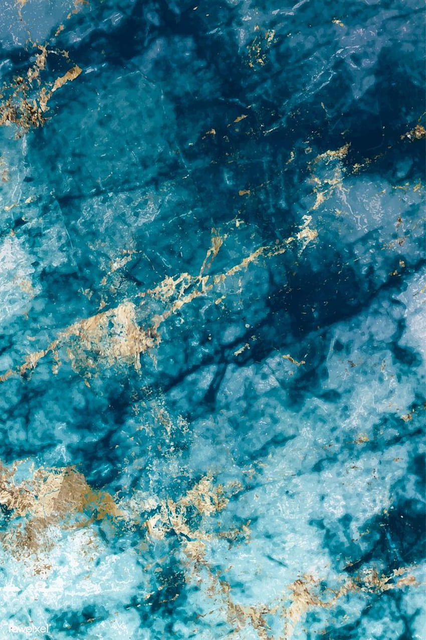 Blue and gold marble textured backgrounds vector, teal marble HD phone wallpaper