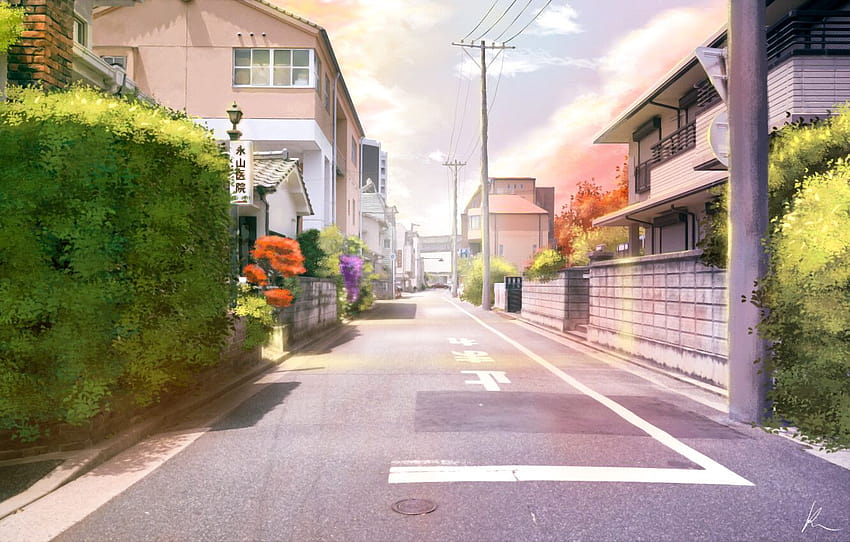 Japanese neighborhood, Ahmed Karaman on ArtStation at https://www.artstation/artwork/OyKgWe, anime neighborhood HD wallpaper
