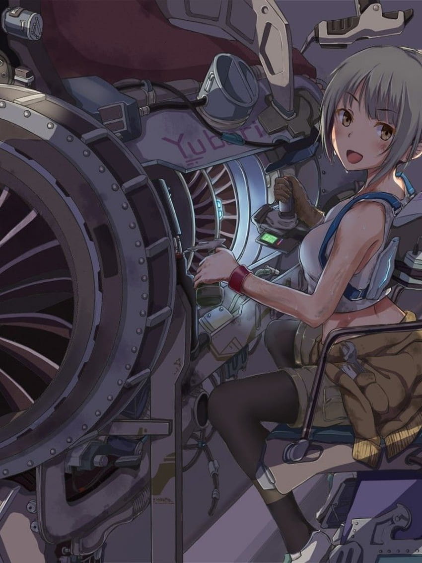 Anime woman car mechanic