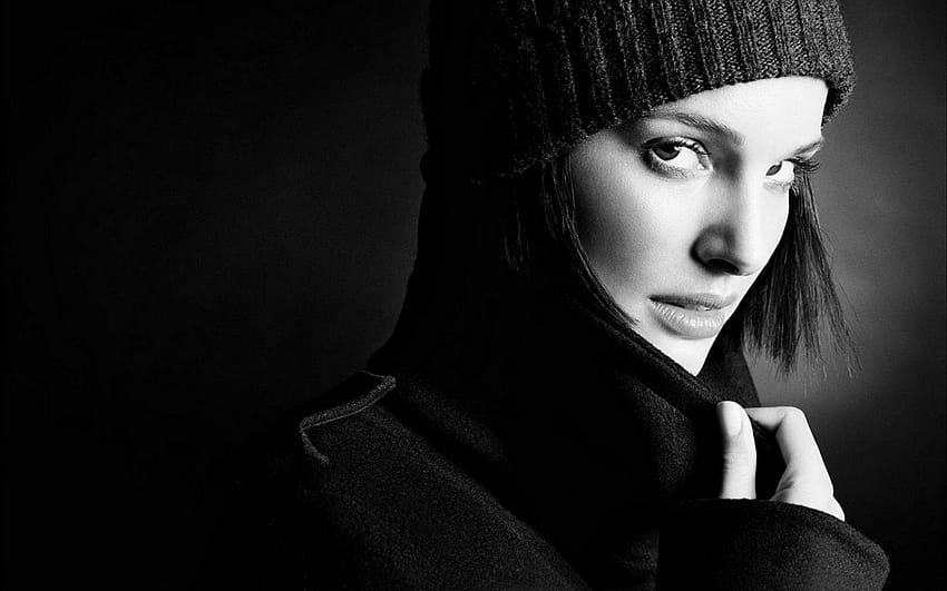 Natalie Portman, siyah beyaz HD duvar kağıdı