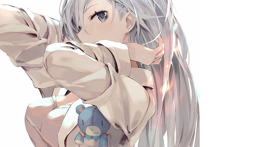 Lexica  anime girl with white hair and red eyes