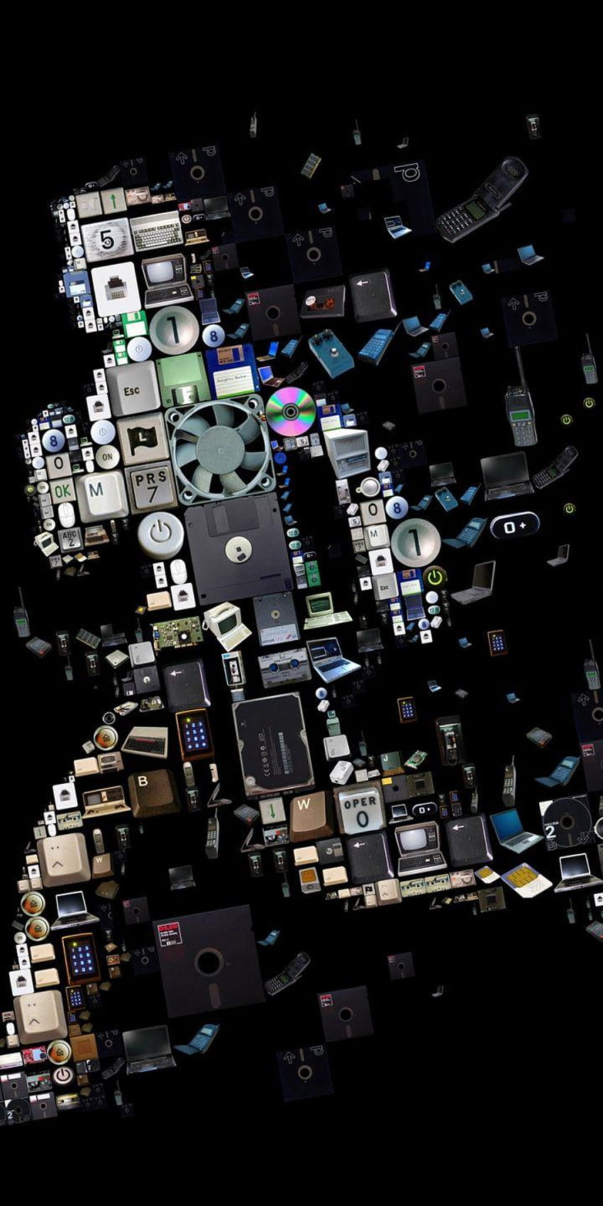 Run Pieces Disquete Floppy Dist Negro, 720x1440 fondo de pantalla del teléfono