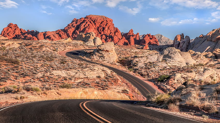 Valley of Fire highway Nevada, road badlands national park HD wallpaper