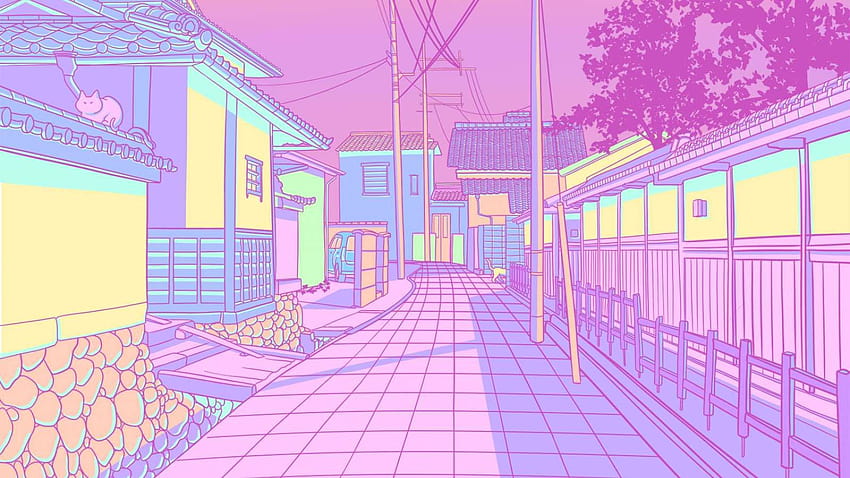 ilustrasi, estetika pc anime ungu Wallpaper HD