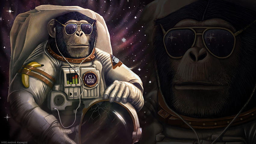 : 1920x1080 px, astronaut, banana, monkey, sunglasses HD wallpaper