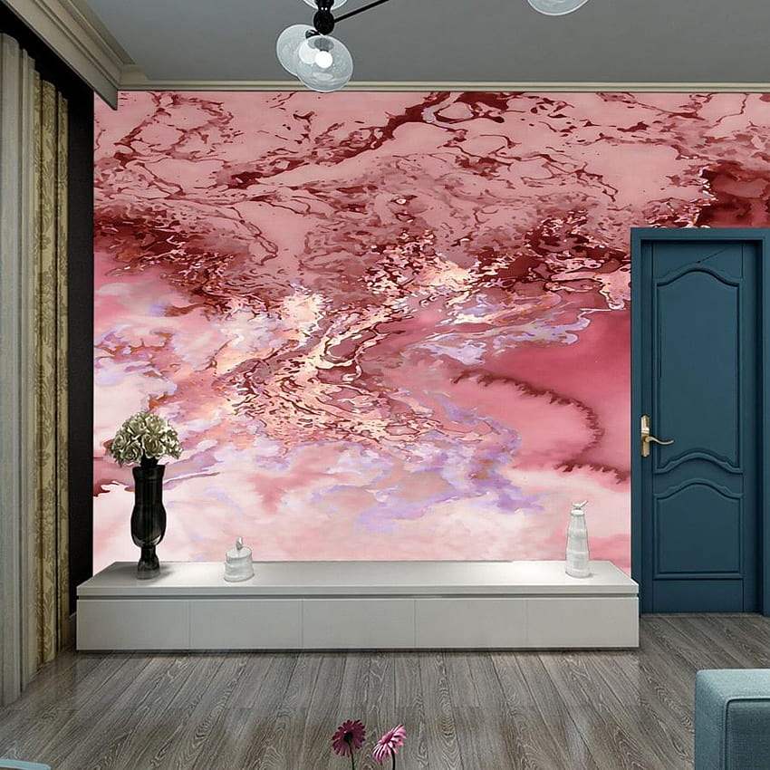 Mural 3d de mármol rosa, papeles de pared, decoración del hogar para sala de estar, dormitorio, murales, rollos Peel And Stick, habitación rosa fondo de pantalla del teléfono
