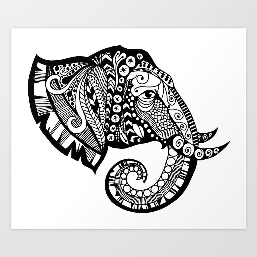Impresión del arte del elefante de Zentangle, elefantes de zentangle fondo de pantalla del teléfono