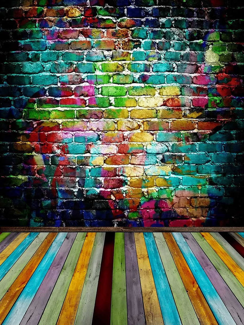 Kolor tła Grafiki tła Vintage Rainbow Kamienna ściana Kolorowe drewno Podłoga Studio Tkanina Cyfrowe rekwizyty: Amazon.ca: Aparat i retro kolory tęczy Tapeta na telefon HD