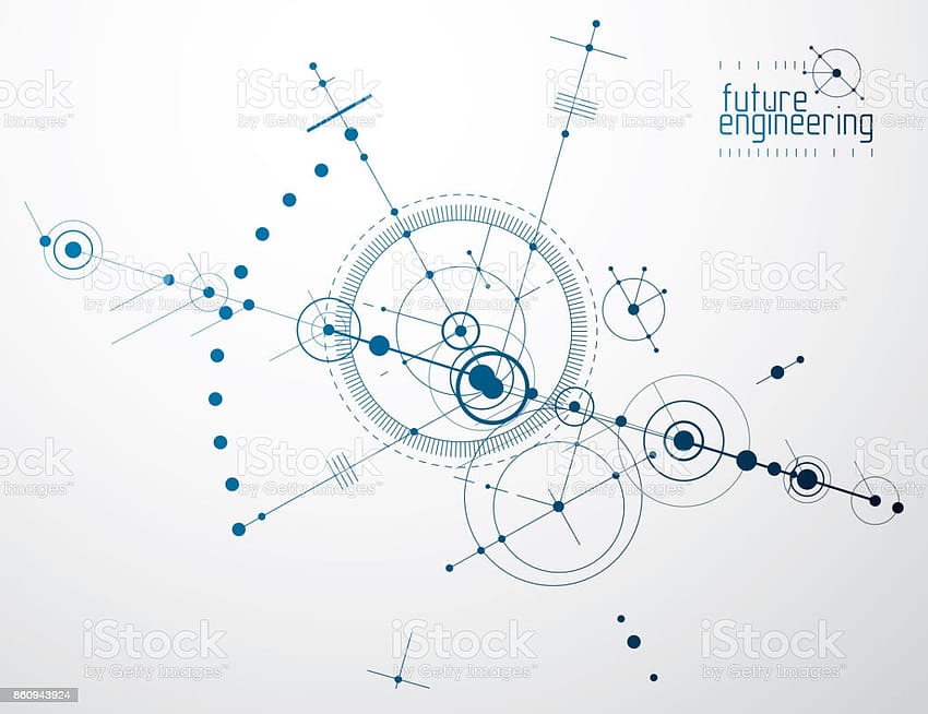 Mechanical Scheme Vector Engineering Drawing With Circles And Geometric Parts Of Mechanism Technical Plan Can Be Used In Web Design And As Or Backgrounds Stock Illustration HD wallpaper