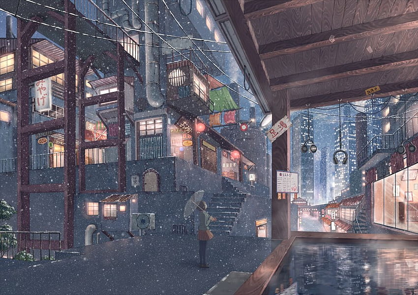 Japanese Anime City, anime towns HD wallpaper
