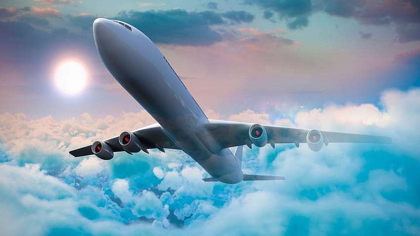 Passenger Airplanes Clouds HD wallpaper