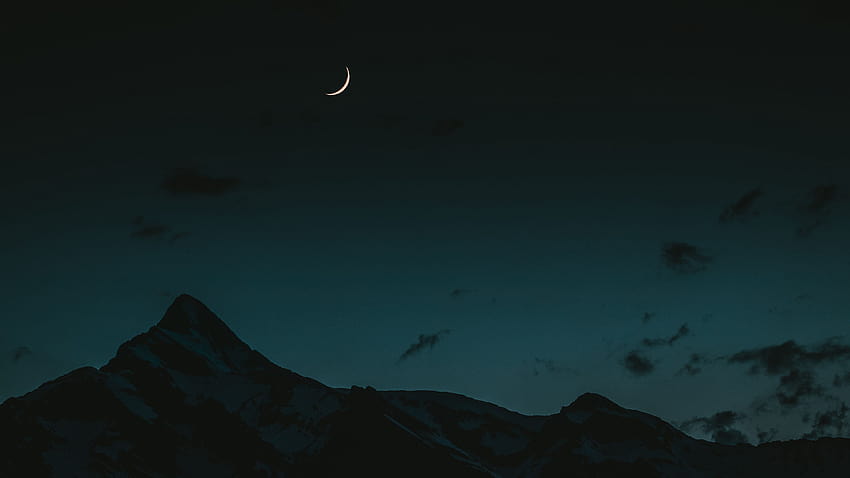Mondberg, minimalistische Mondnachtberge HD-Hintergrundbild