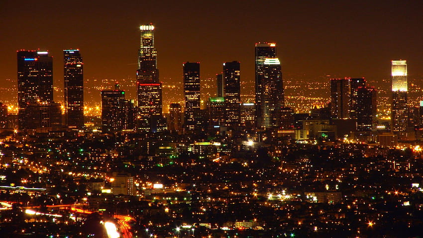 Los Angeles Night Skyline Skysrapers Lights, los angeles skyline HD ...