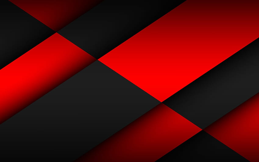 Les arrière-plans de conception de matériaux noirs et rouges se chevauchent. Fond d'écran HD