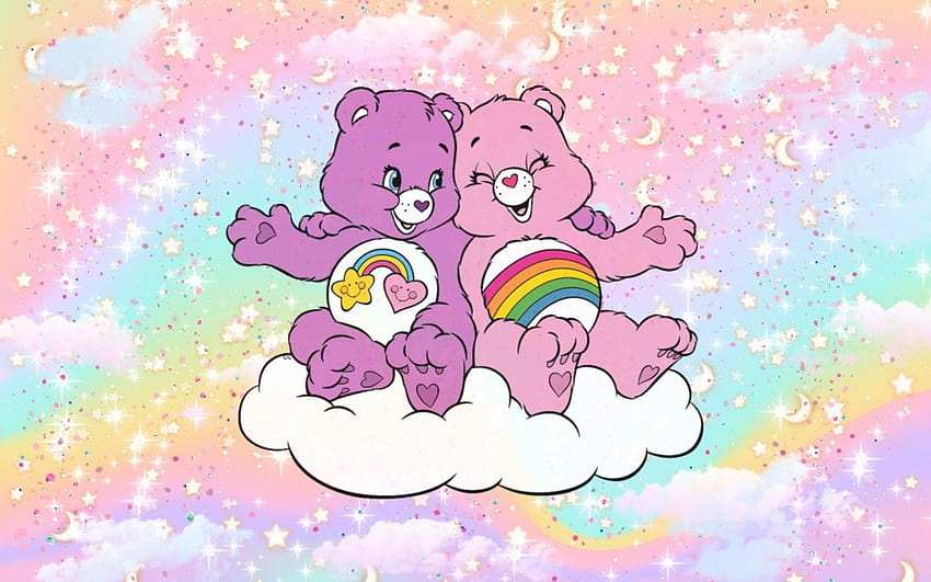 Cute Care bear pink and purple bear aesthetic, aesthetic bear cute pc Wallpaper HD