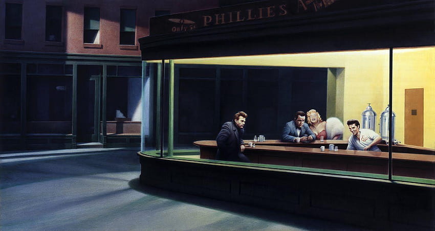 Halcones Nocturnos de Edward Hopper fondo de pantalla