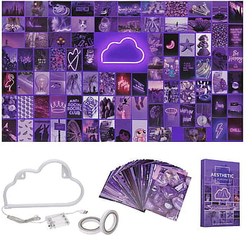 Purple Wall Collage Kit, Baddie Aesthetic, Purple Room Decor